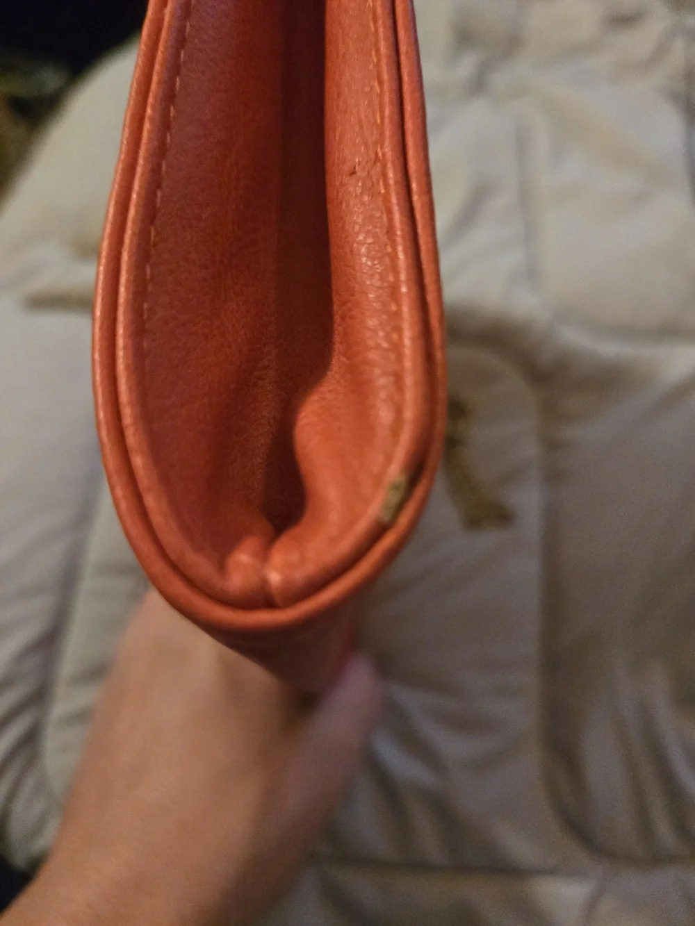 Pureology Thin Colorblock Pink and Orange Chain Cross-Body Bag 7x8.5 Good Cond.